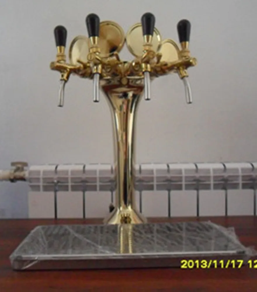 NEW Beer Tap Faucet Draft 4 Lines Golden Tower for keg Kegerator, bar