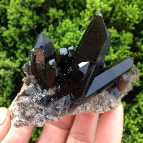 Baratos 120g raro natural hermoso cristal de cuarzo negro racimo tibetano espécimen