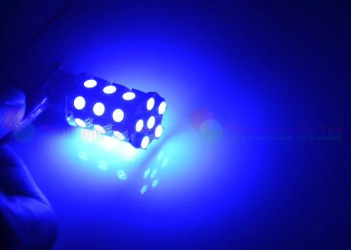 Autoec автомобиля Фары заднего хода LED автолампы T20 W21W W21/5 Вт 7440 7443 27 LED SMD5050 195lm синий желтый красный белый 50 шт.# ld06
