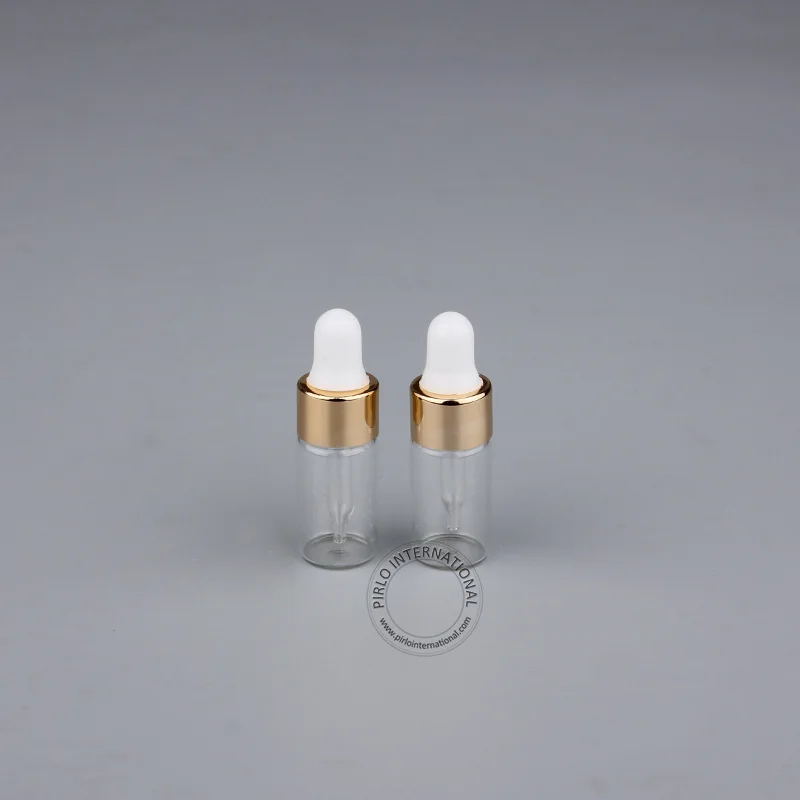 

30pcs/lot Promotion 3ml Glass Dropper Bottle Wit Pipette Cosmetic Vial Mini Perfume Essential Oil Sample Case Gold Lid