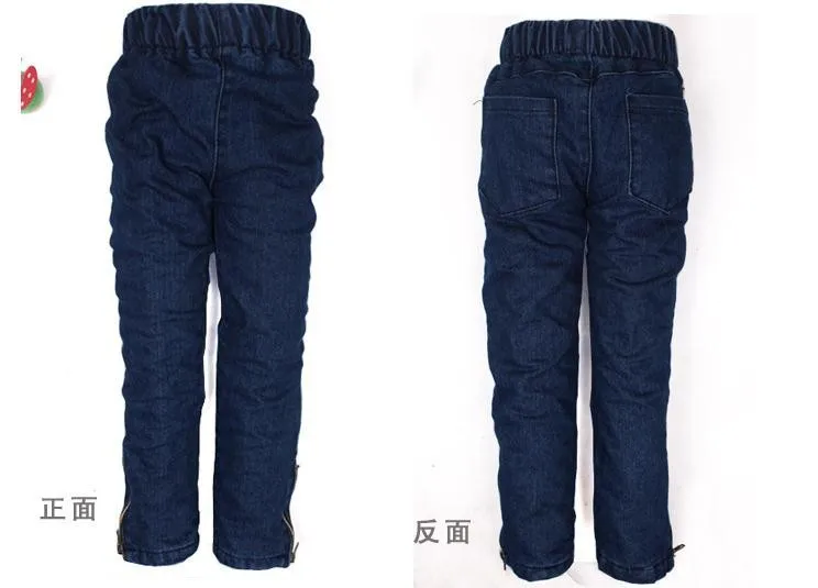High quality Winter baby girl jeans thick winter warm cashmere kids jeans girls children jeans baby pants Freeshipping