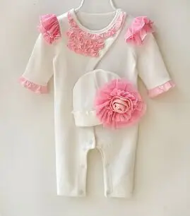 2019 новый стиль принцессы Одежда для новорожденных девочек комплект комбинезон и шляпа 2 шт. милый младенческой cirls Rompers