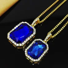 New Mens Bling Pendant font b Necklace b font 24 30 Box Chain Gold Color Iced