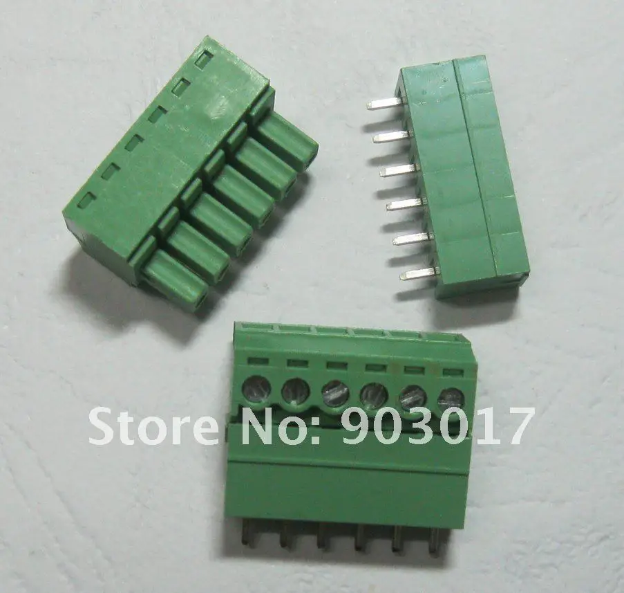 Шаг 3,81 мм 6pin/способ винтовой клеммный блок соединитель зеленый цвет подключаемый тип с булавкой 30 шт