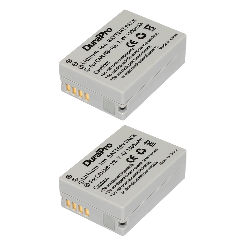 2 шт. Цифровые батареи NB-10L 7.4 В 1300 мАч Перезаряжаемые Батареи для Canon G1X G15 G16 SX40 SX50 SX60
