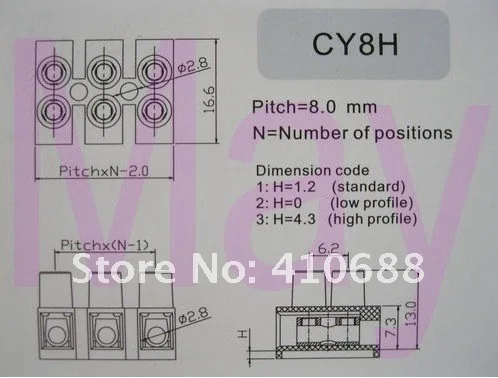 60 шт. шаг 8.0 мм 12way/PIN клеммный блок разъемов белый Цвет RSS через Тип Стандартный h = 1.2