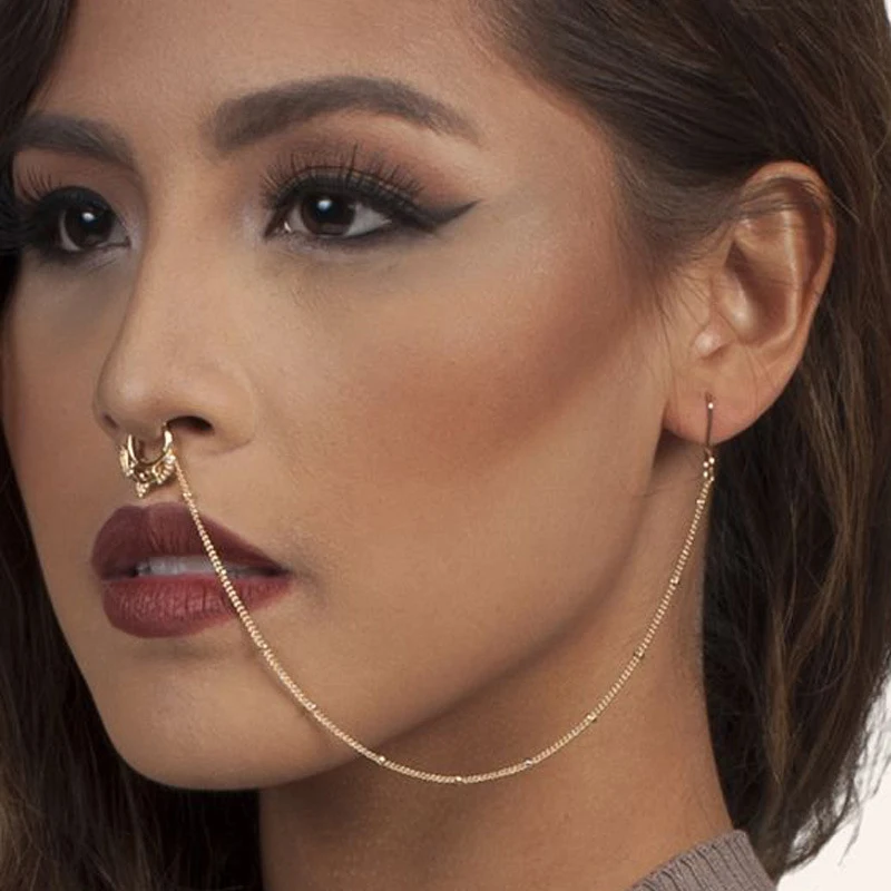 OMENG 2016 Neue Ankunft Körperschmuck Nase ohrring kette set Kristall