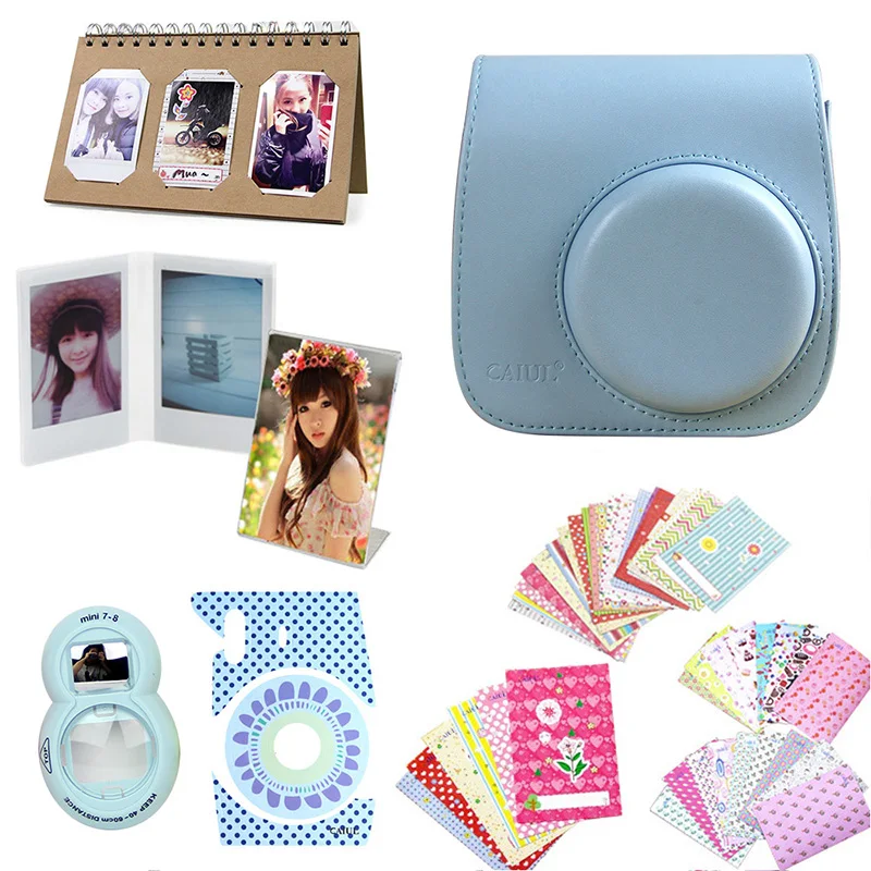 03 Fujifilm Instax Mini 8 аксессуары Камера искусственная кожа Сумка Камера стикеры фильм фотоальбом селфи объектив зеркало фото рамка