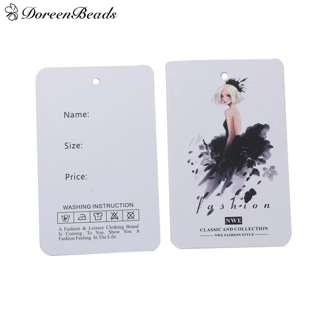 New Fashion Paper Garment Label Tags White Girl Pattern Clothing Accessory 90mm(3 4/8