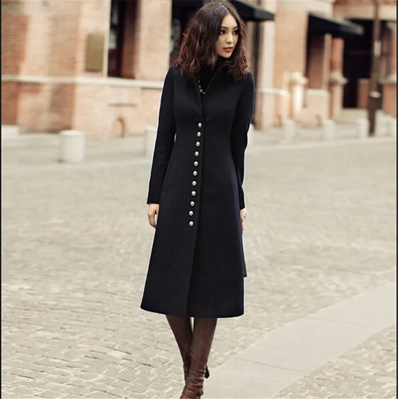 High quality Cashmere coat Wool Coat Women Winter Coat Big yards Mew style X-Long Pure color Elegant Autumn Winter Coat BN1247