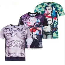 Suicide Squad 3D Print Cosplay Costume Harley Quinn Joker 3D Summer T-Shirt for Men and Women