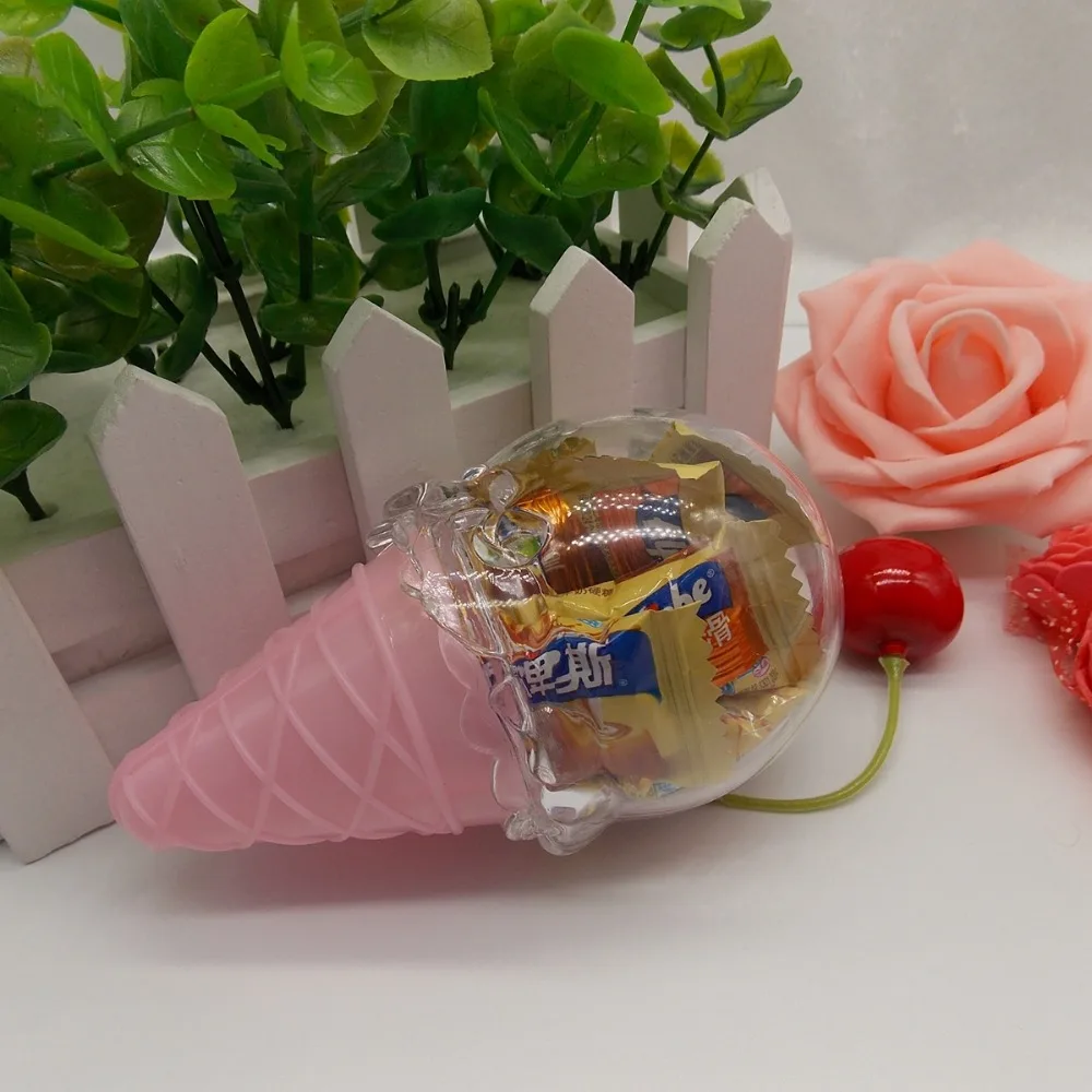 유럽의 창조적 인 성격 새로운 아기 생일 베이비 샤워 선물 상자 사탕 아이스크림 플라스틱 사탕 상자