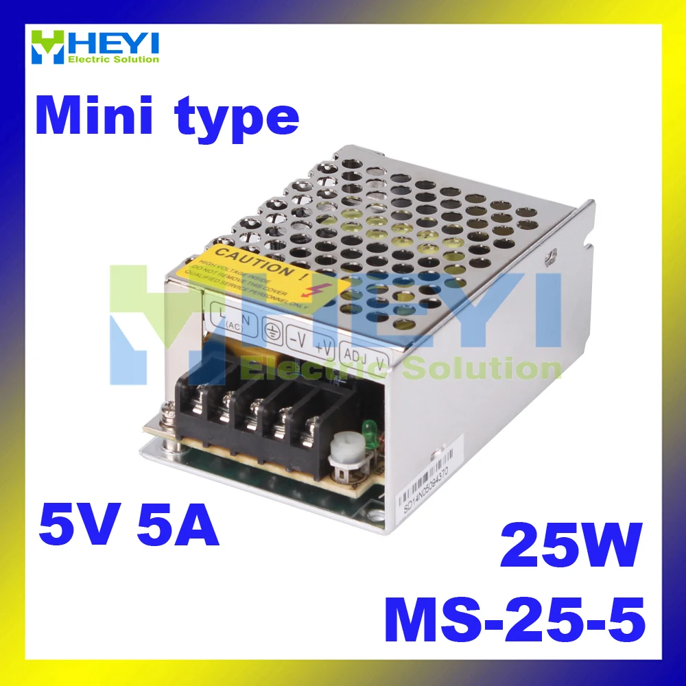 Мини-источник питания 85*58*38 мм MS-25-5 с одним импульсным выходом 5V 3A 25W микро-источник питания