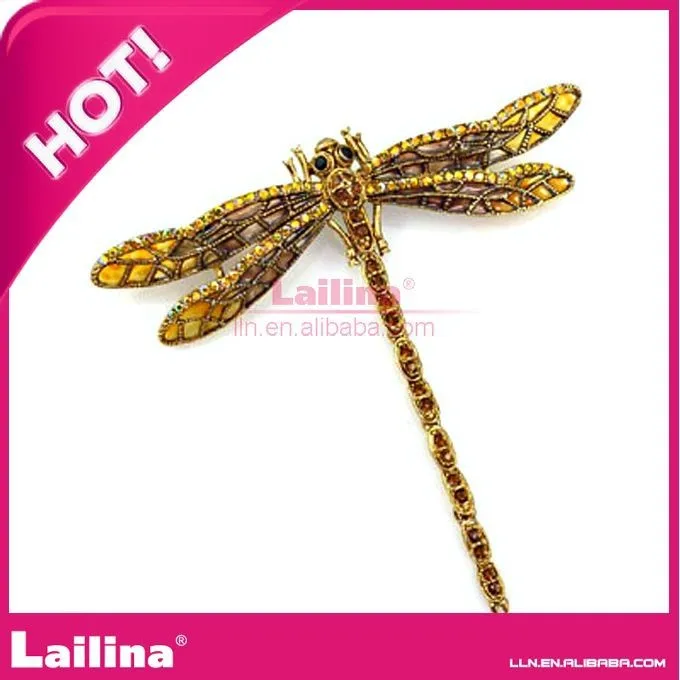 Мода золото стрекоза rhinestone crystal brooch