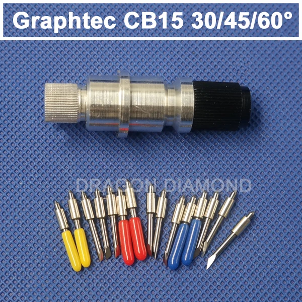 

1pcs CB15 Graphtec Blade holder and 15pcs Graphtec CB15 blades 30/45/60degree each degree 5pcs Graphtec cutting blades