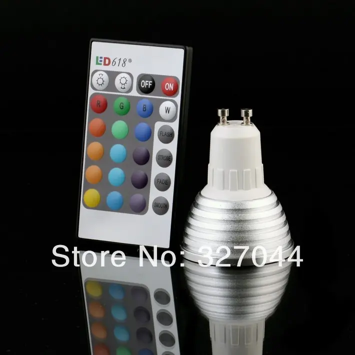 10 шт./лот 3 Вт MR16 GU10 GU5.3 E14 E27 основной памяти 3 Вт E27 RGB прожектор 16 Цвета магия внимания лампы ИК пульт дистанционного Лампа