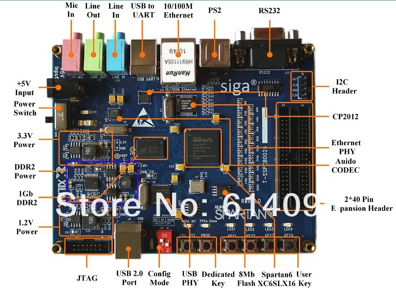 Ппвм Xilinx макетная плата Spartan6 XC6SLX16 DDR2+ платформа XILINX USB FPGA/CPLD загрузчик(#558476