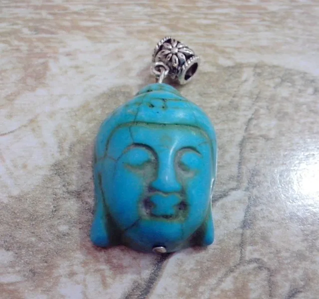 10 шт. простой Стиль камень Howlite резной Удачный Будда голова Биб цепи Цепочки и ожерелья спрятать веревку партия подарок очарование и 6n00122