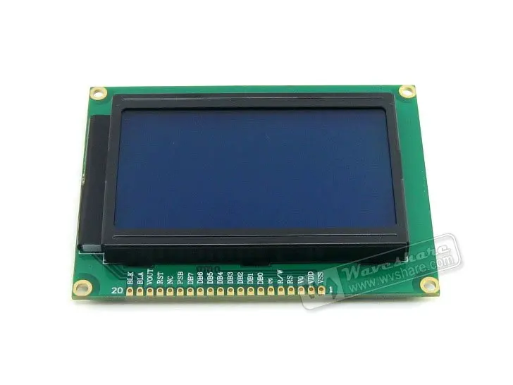 12864 128*64 Graphic Matrix LCD LCM Display Module TN/STN Blue Backlight White Character 3.3V Logic Circuit