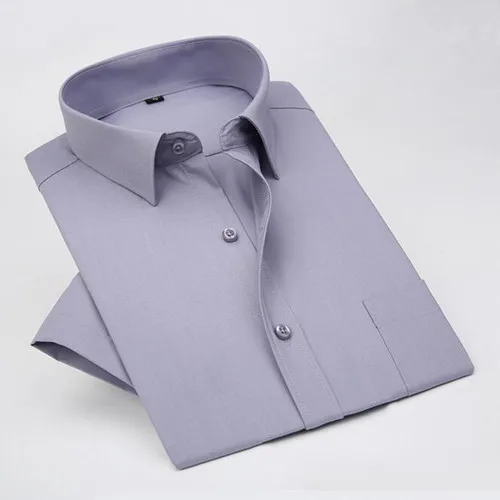 VISADA JAUNA, мужская рубашка,, короткий рукав, хлопок, Camicia Uomo, летняя, повседневная, облегающая, мужская рубашка, платье, большой размер, S-5XL, N970 - Цвет: Lightgray
