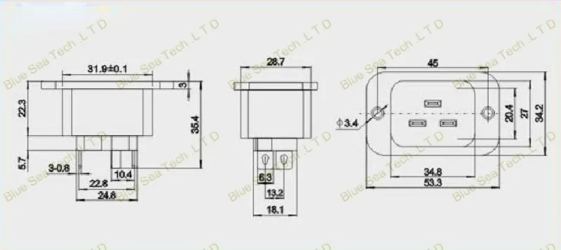 10 шт. 3Pin 10A/250 В AC Розетка, UPS розетка, гнездо pdu, IEC-C20 штекер