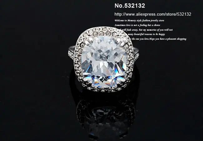 Блестящий массивный Удивительный Большой 6ct Красный кубический цирконий квадратный CZ камень ювелирные изделия, обручальное кольцо