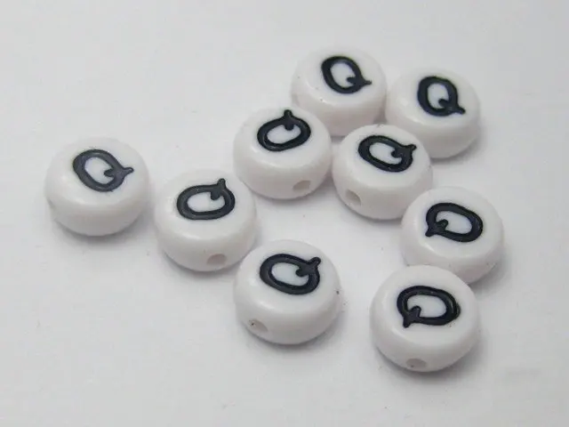 250 черный, белый цвет акриловая буква алфавита» A-R "Плоские бусины 4X7 мм
