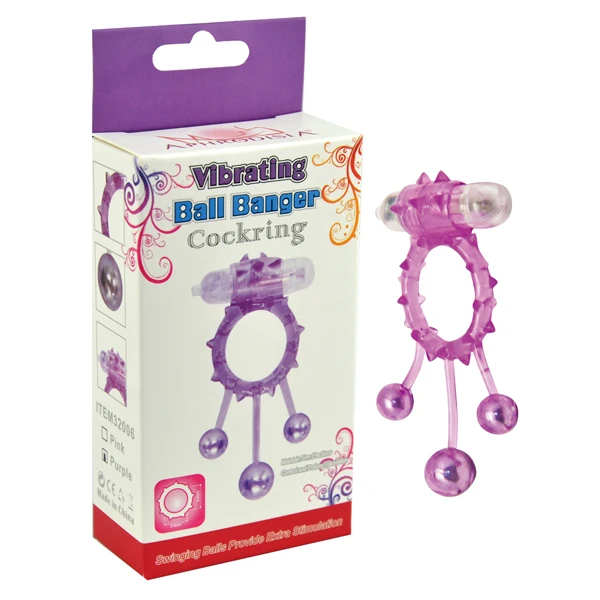 Vibrating Ball Banger Cockring Vibrating Penis Ring With 3 Swinging Balls Super Stretchy Cock