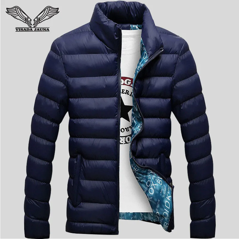 Winter Jackets Mens 2016 New Stylish Slim Fitness Quilted Long Sleeve Cotton Padded Solid Thick Parkas