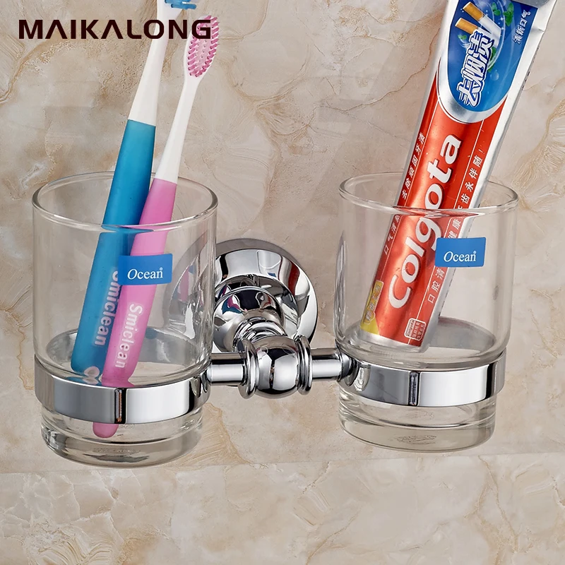 chrome double tumbler holder,Toothbrush Cup Holder , Bathroom