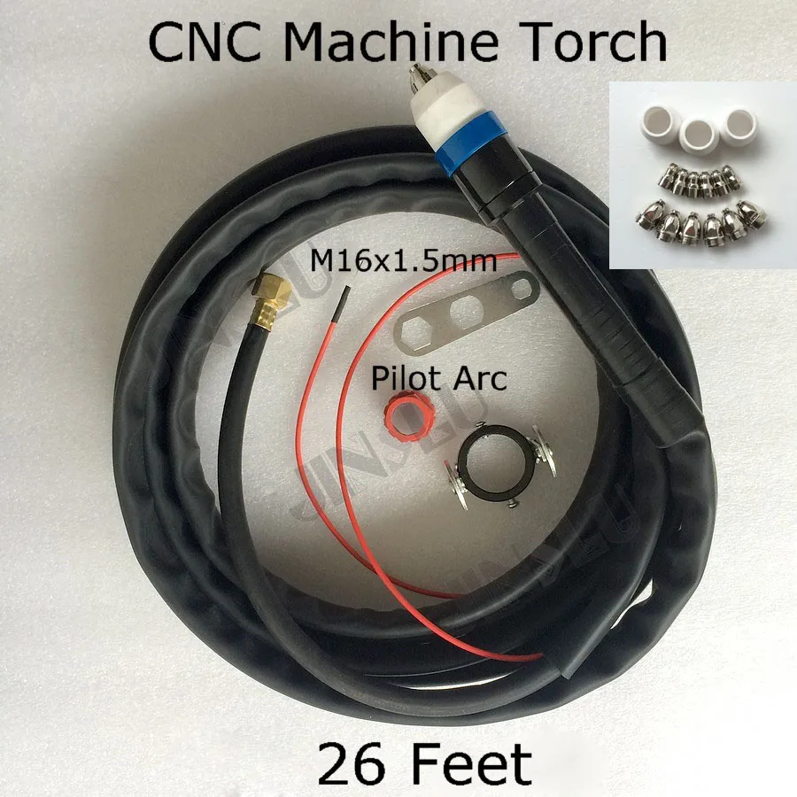 

HF Pilot Arc CNC Auto Cutting Machine Plasma Torch P-80 P80 straight torch complete 26 Feet With free electrode tip shield cup