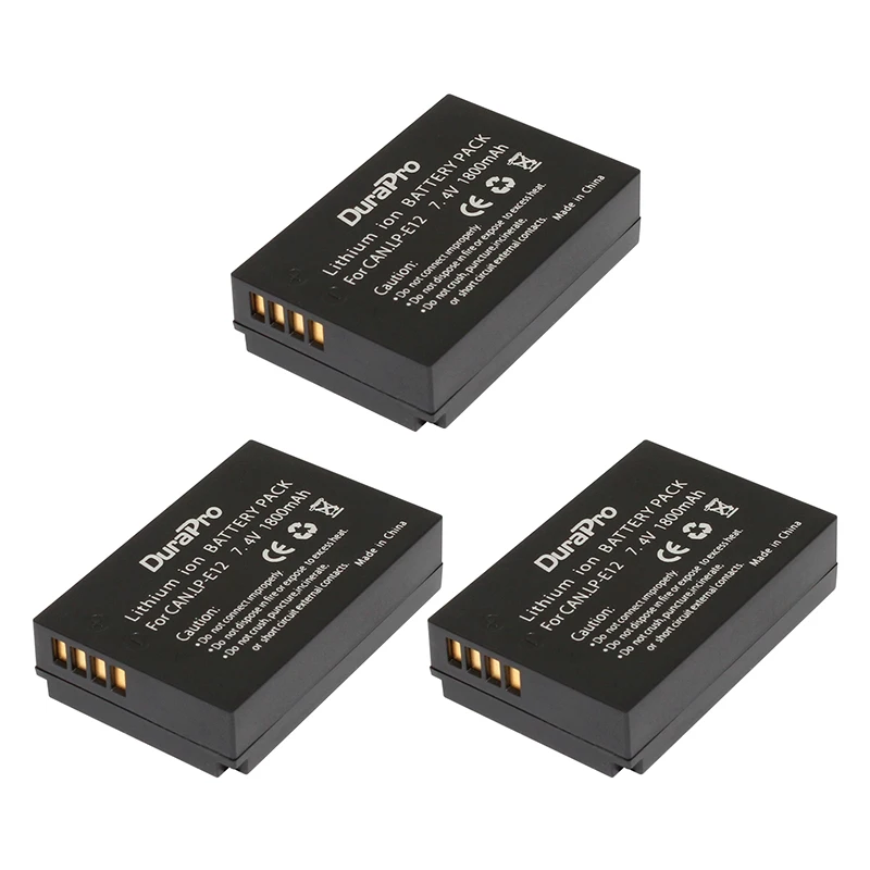 3X LP E12 Durapro battery LP E12 LPE12 Camera Battery For Canon EOS M