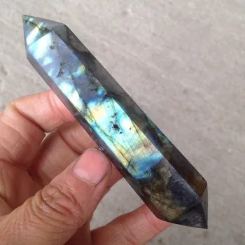 

77g Natural beautiful labradorite QUARTZ CRYSTAL WAND POINT HEALING YL-J0630