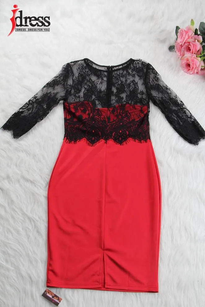 LACE PATCHWORK KNEE LENGTH WORK TO WEAR WOMEN DRESS (7)