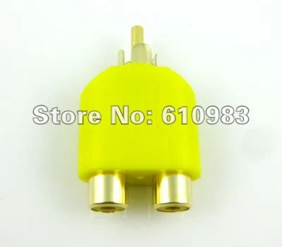 Бесплатная доставка (5pieces \ серия) rca штекер 2 Женский Разъем RCA позолоченные 3 Way коаксиальный разъем адаптера с желтый цвет