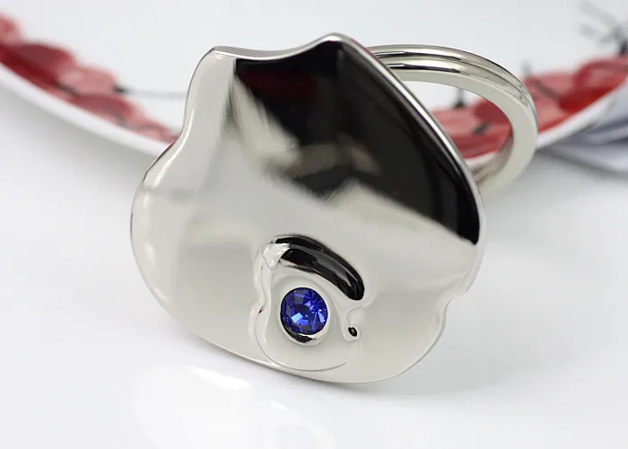 Синий кристалл брелок с яблоком очаровательные модные аксессуары полированная Серебряная цепочка для ключей кольцо брелока чехол для брелка