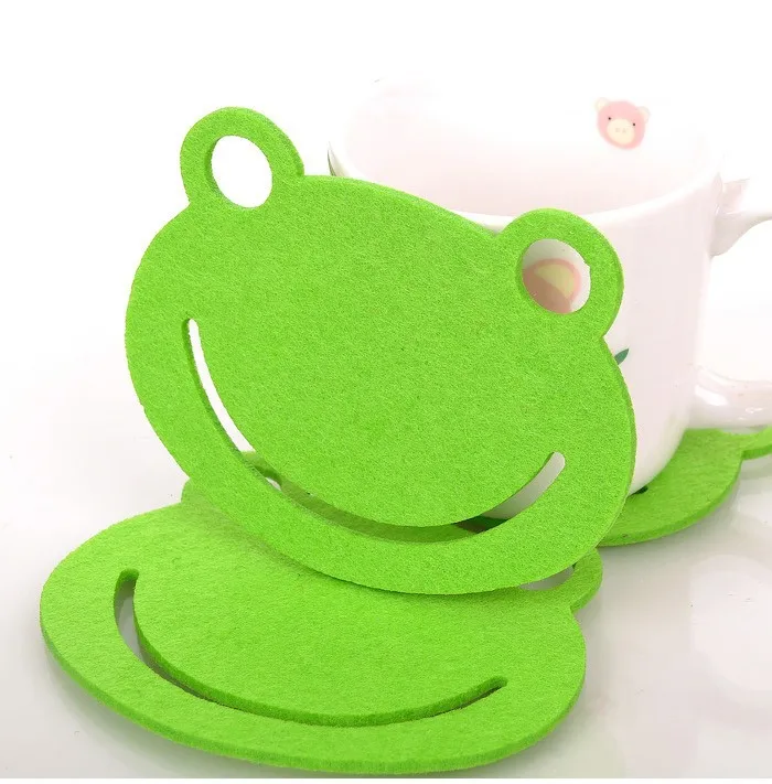 110*90*3 мм симпатичный зелёный, чашка с лягушкой для войлочная ткань чаша столовых Coaster Рождественский подарок 50 шт./лот SH057