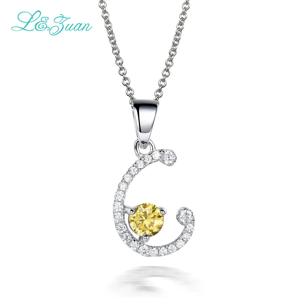 Цвет: желтый L& zuan "C" Подвеска из стерлингового серебра 925 пробы 0.74ct Подвеска из драгоценных камней модное ожерелье для женщин хорошее ювелирное изделие с серебряной цепочкой подарок - Цвет камня: Цвет: желтый