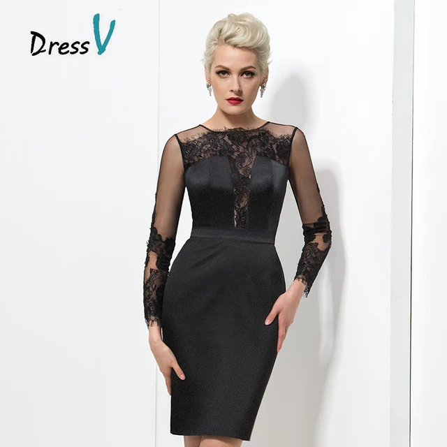 sexy black lace short cocktail dresses 2017 new fashion applique plus size black cocktail dress
