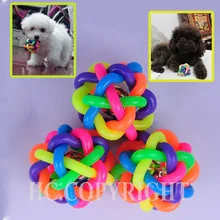 1 шт 6 см собака кошка игрушка красочные резиновые круглый шар с маленьким колокольчиком игрушка