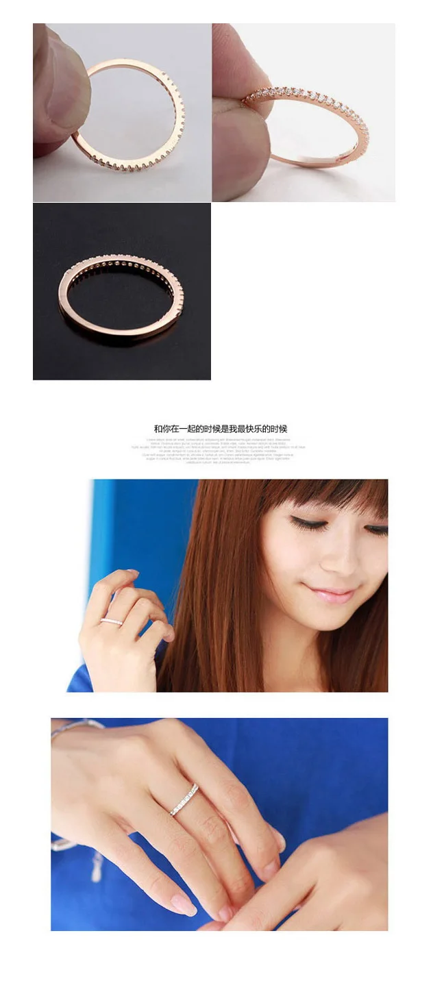 Дэн элемент AAA циркония CZ микро вставки Высокое качество классические свадебные кольца для женщин розовые золотистые кристаллы# RG91668