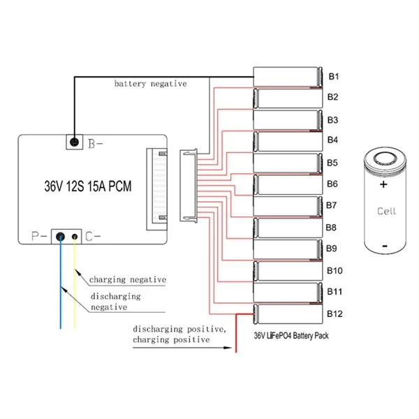 12S 36V 15A lifepo4 батарея BMS используется для электрического велосипеда 36V 8Ah 10Ah 12Ah 15Ah LiFePO4 аккумулятор с функцией баланса