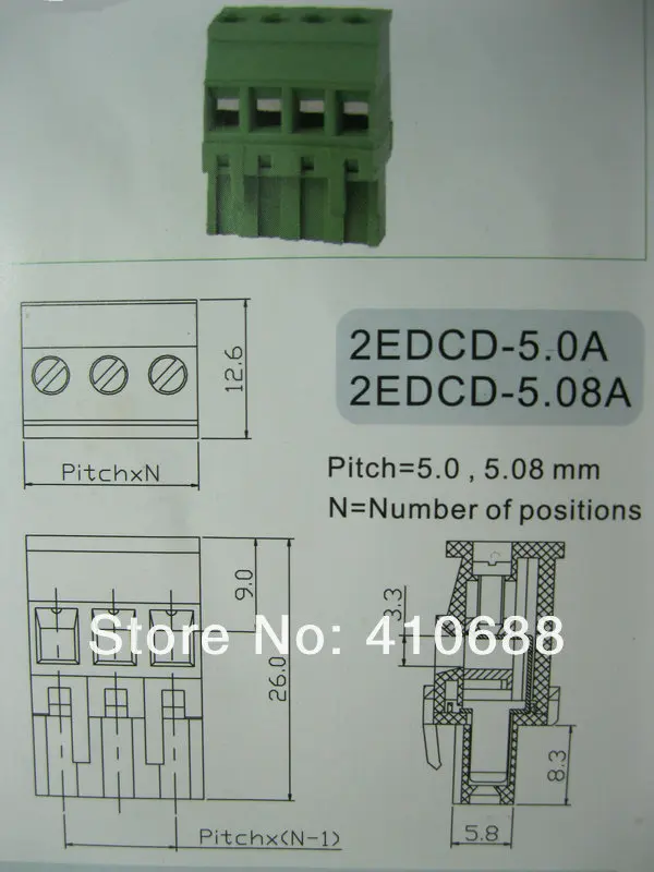 100 шт. 4way/pin шаг 5,08 мм зеленый цвет 2EDCD-5.08A-2EDCR винтовой клеммный блок разъем подключаемый тип угол Горячая Распродажа