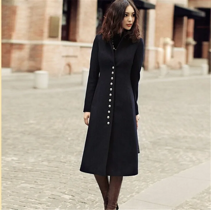 High quality Cashmere coat Wool Coat Women Winter Coat Big yards Mew style X-Long Pure color Elegant Autumn Winter Coat BN1247