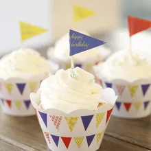 Разноцветные флаги для маффинов кексов Детские упаковки детская игрушка в ванную День рождения украшение для торта pick s toppers