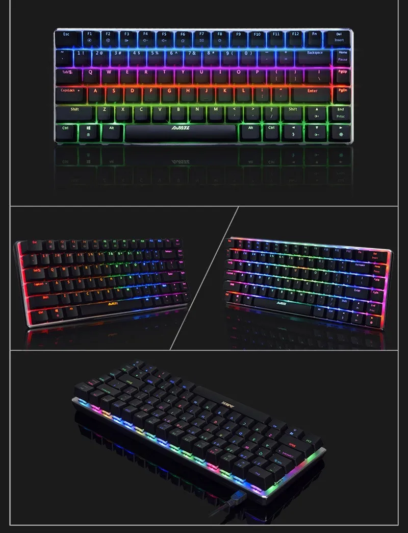 Ajazz AK33 82 клавишная панель из сплава USB Проводная Подсветка Механическая игровая клавиатура синяя/черная ось со съемным кабелем