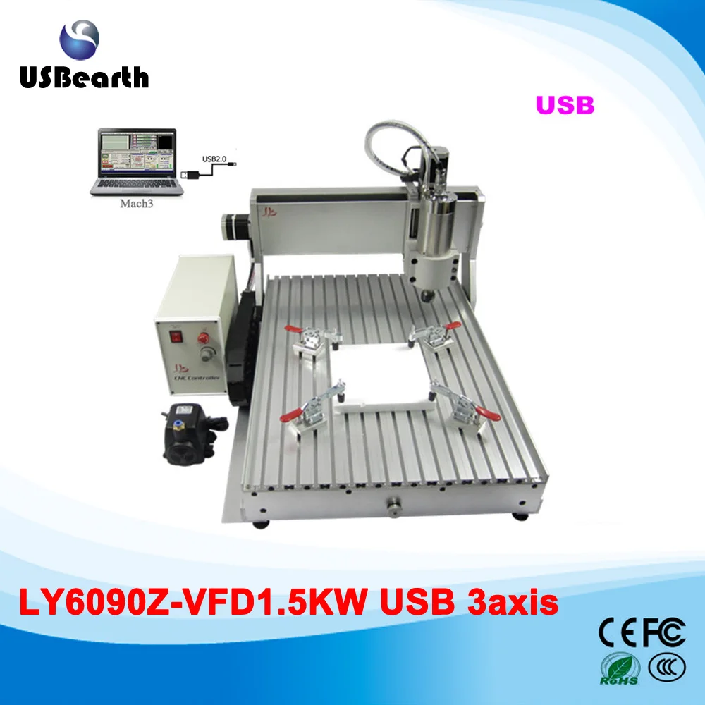 

LY CNC 6090Z-VFD1.5KW USB 3axis mini CNC engraving machine ship to Russia free tax