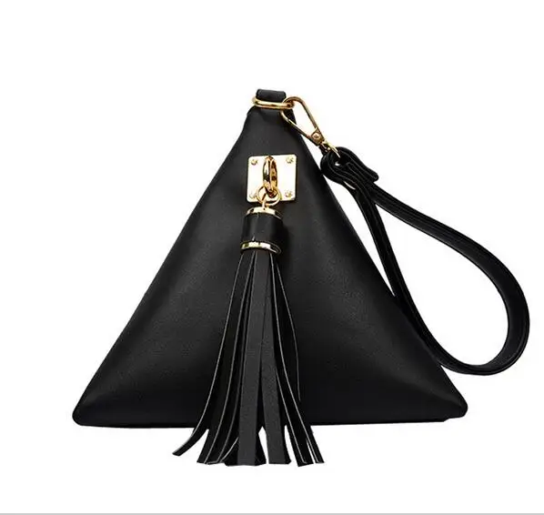  2016 European Trendy Small Purse Fringe Bag Ladies Wallet Triangle Women's Clutches Casual Leather Handbags 