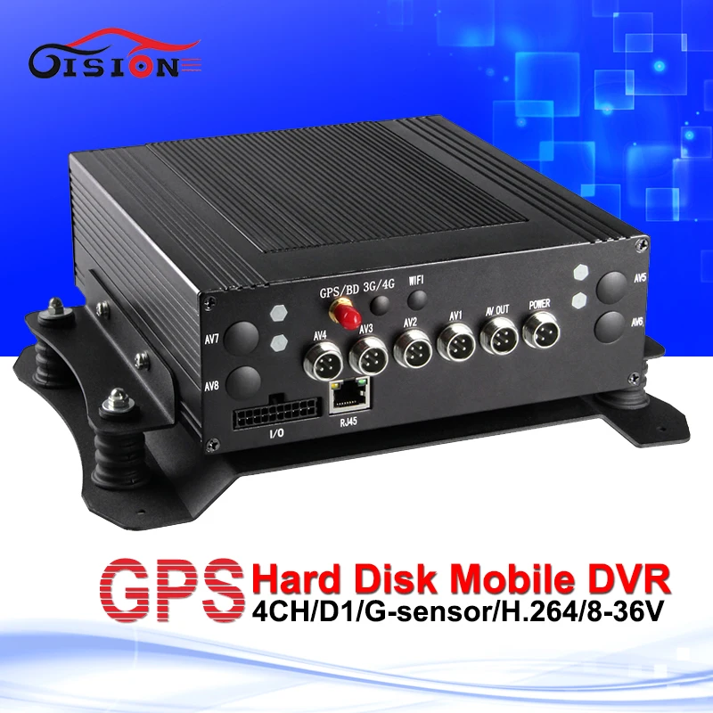 HD 4CH удаленного видео в режиме реального времени HDD 3G GPS автомобиля мобильный видеорегистратор MDVR + 2.0MP открытый металл CCTV Камера + VGA