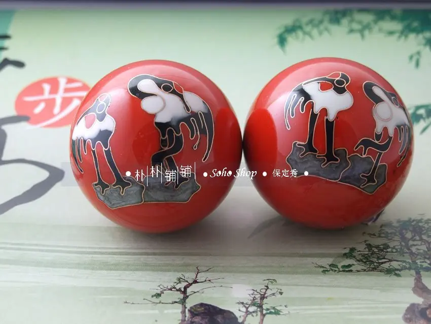 Boxed 50mm New Enamel Chinese Baoding Balls Elephant Design